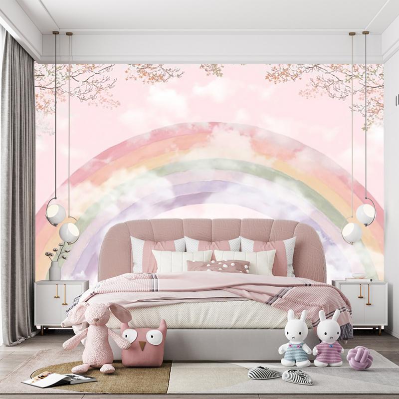 Pembe%20Gökkuşağı%20Çocuk%20Odası%20Duvar%20Kağıdı