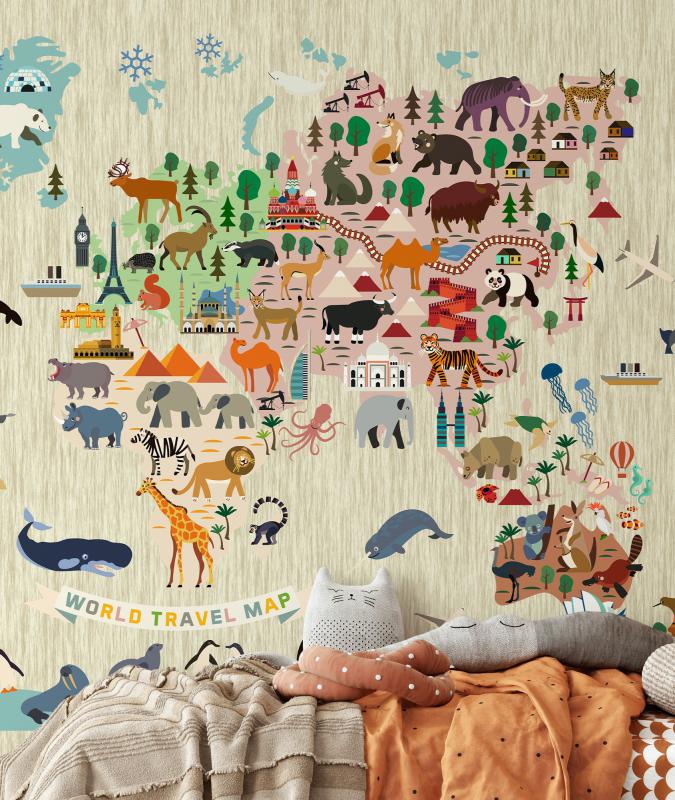 Dünya Haritası Çocuk Odası Duvar Kağıdı
