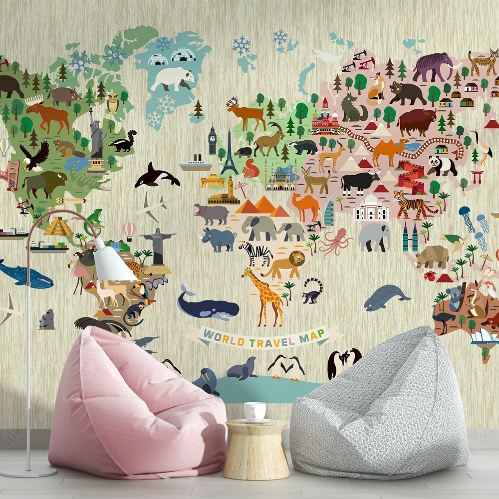 Dünya Haritası Çocuk Odası Duvar Kağıdı