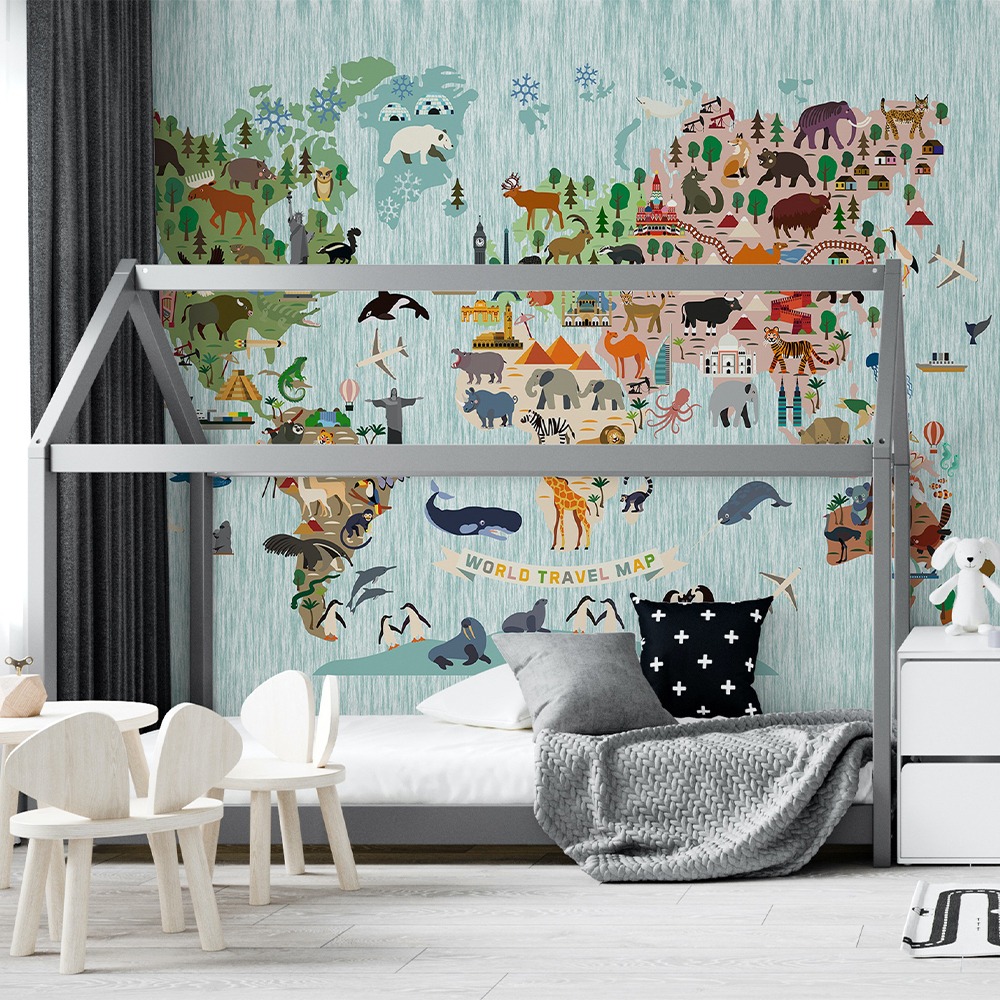 Dünya Haritası Çocuk Odası Duvar Kağıdı