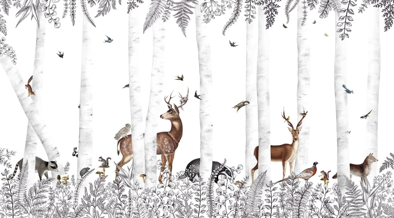 Geyikler Çocuk Odası Duvar Kağıdı