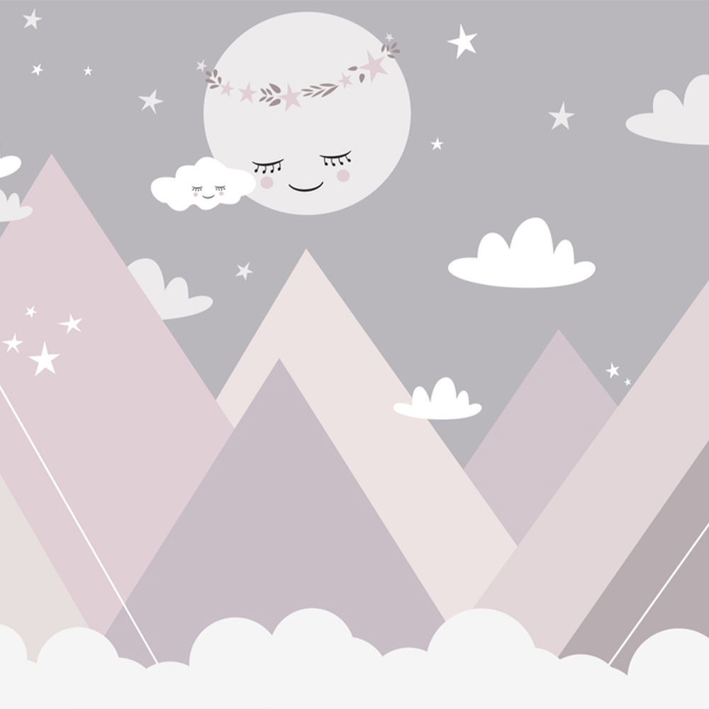 Dağ ve Ay Çocuk Odası Duvar Kağıdı