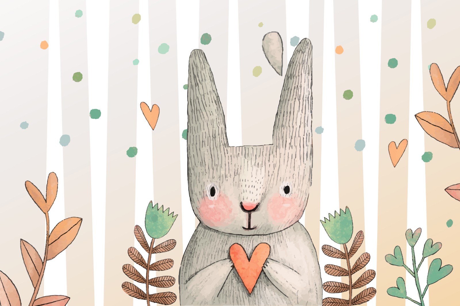 Sevimli Tavşan Çocuk Odası Duvar Kağıdı