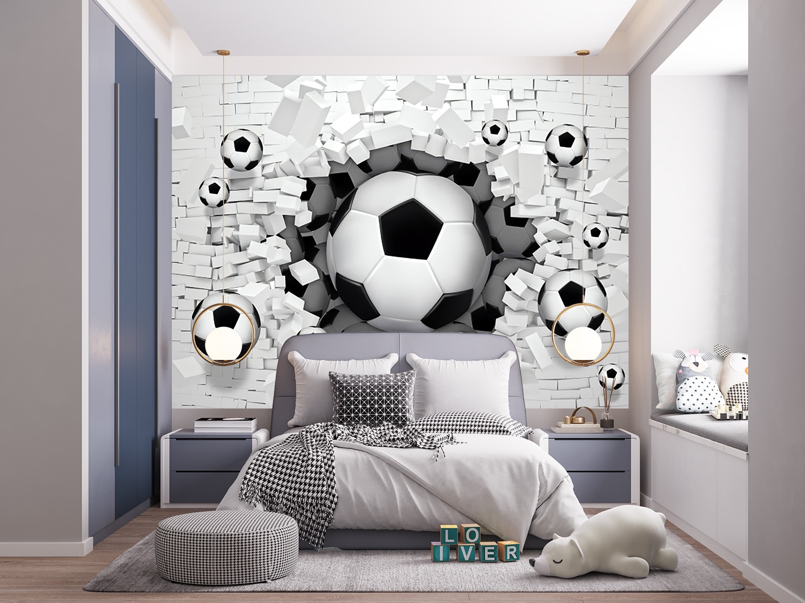 Futbol Topu Çocuk Odası Duvar Kağıtı