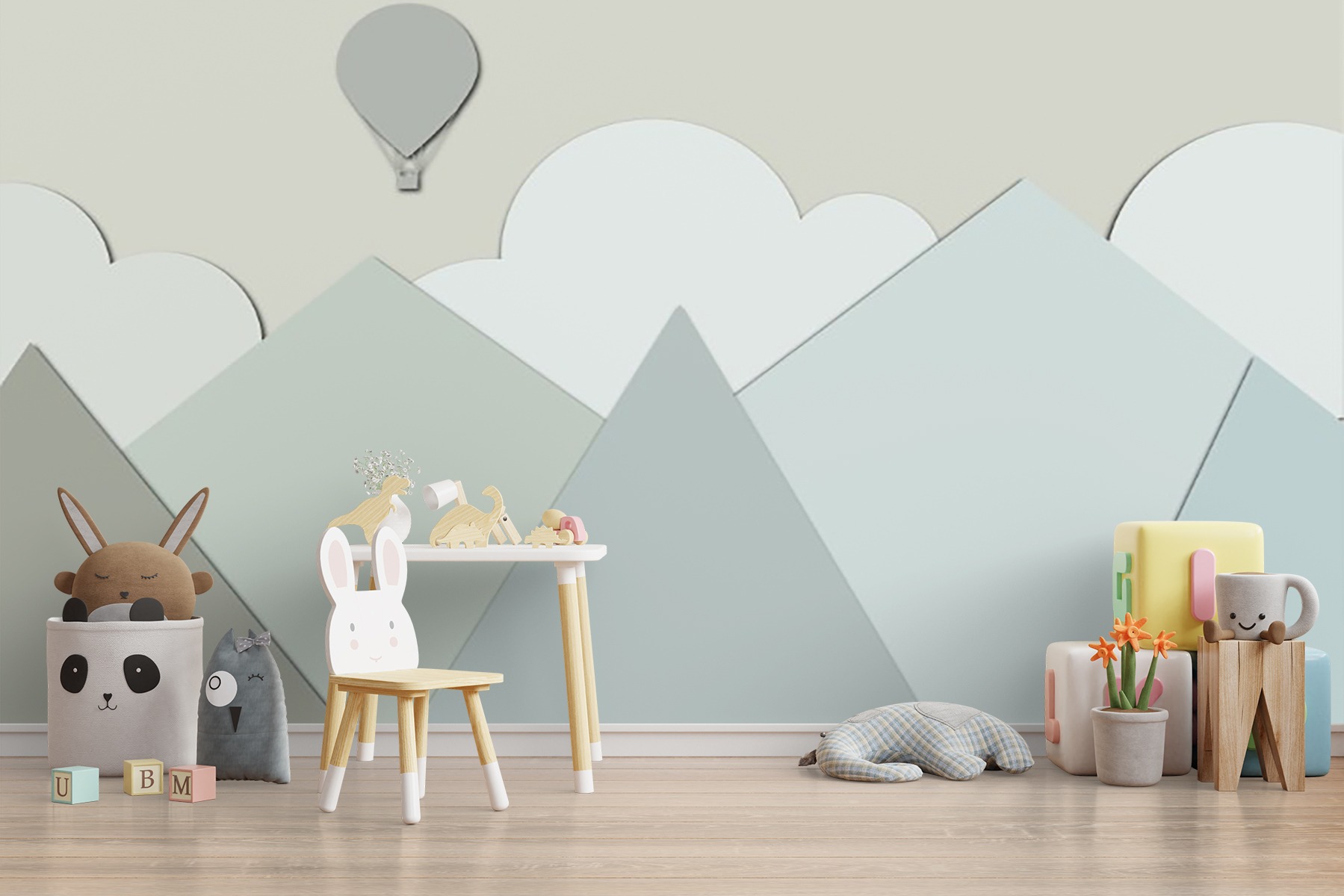 Soft%20Dağ%20Desenli%20Çocuk%20Odası%20Duvar%20Kağıdı