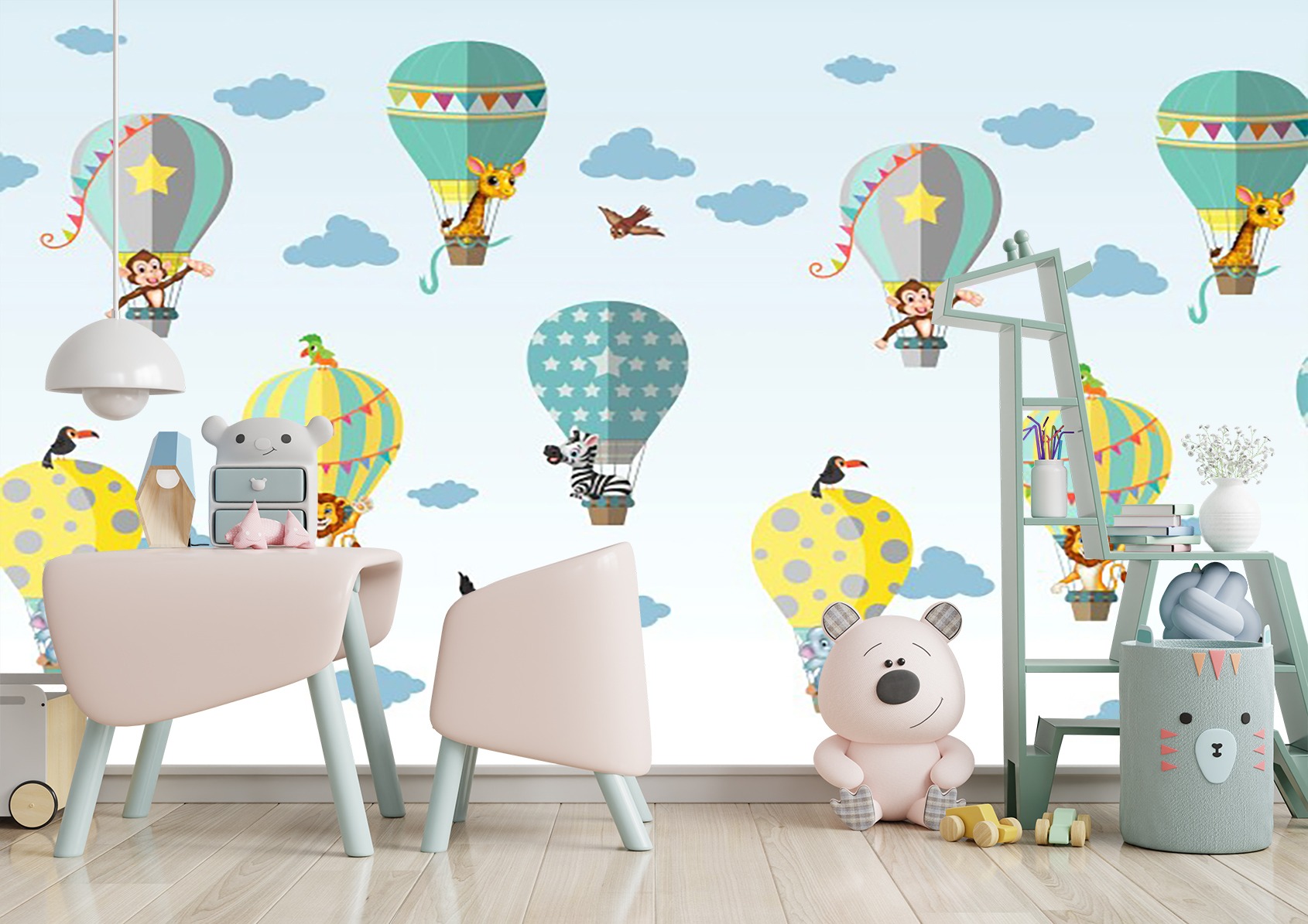 Balon Desenli Çocuk Odası Duvar Kağıdı