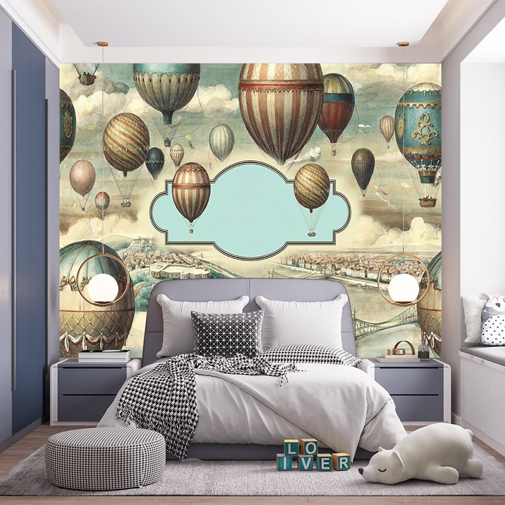 Balon Desenli Çocuk Odası Duvar Kağıdı