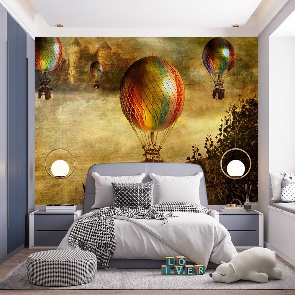 Balon Desenli Çocuk Odası Duvar Kağıdı