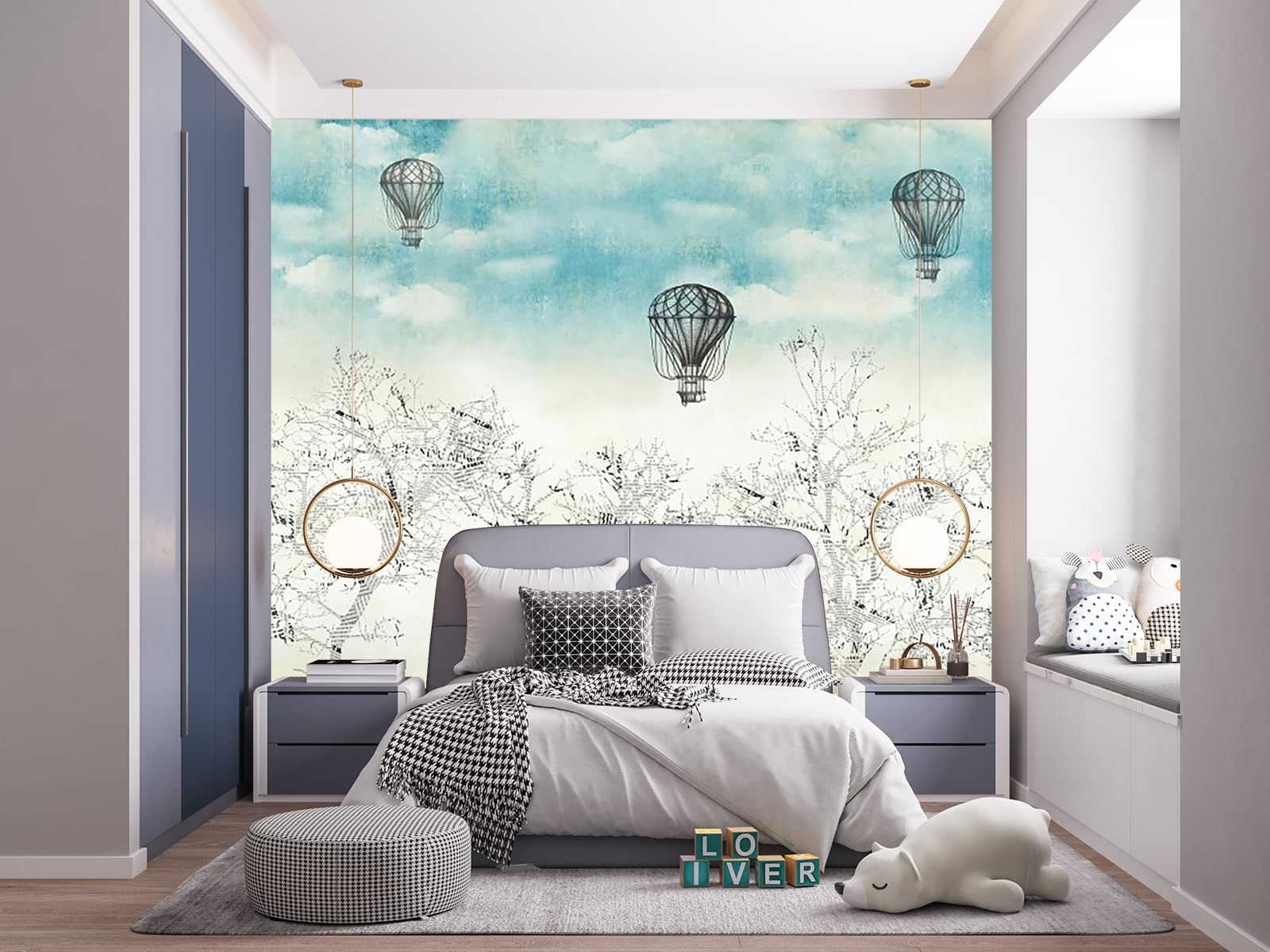 Balon Çocuk Odası Duvar Kağıdı