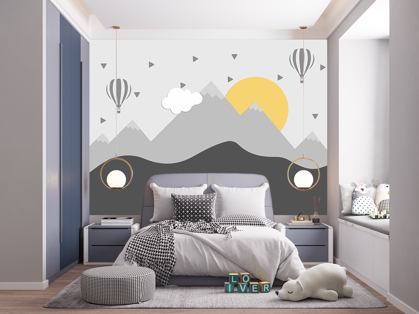 Dağ%20Desenli%20Çocuk%20Odası%20Duvar%20Kağıdı