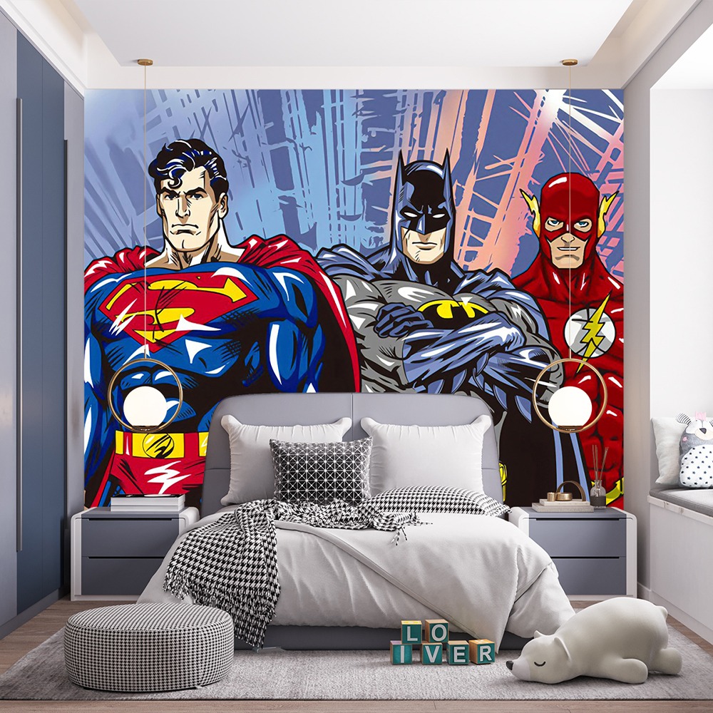 Süper Kahramanlar Çocuk Odası Duvar Kağıdı