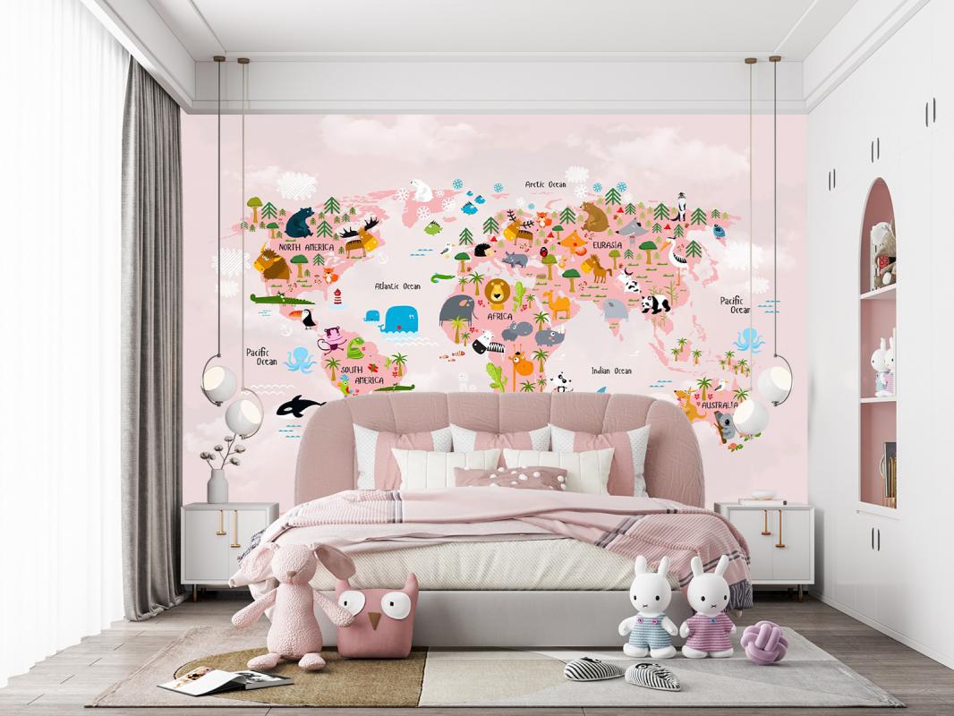 Eğitici Dünya Haritası Duvar Kağıdı