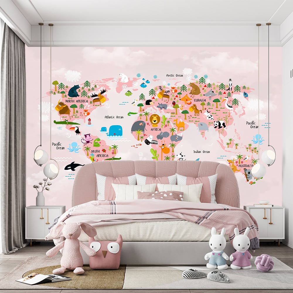 Eğitici Dünya Haritası Duvar Kağıdı