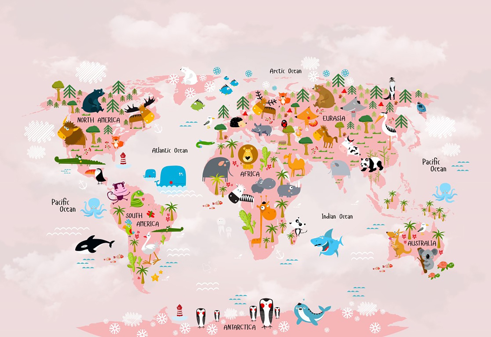 Eğitici Dünya Haritası Duvar Kağıdı