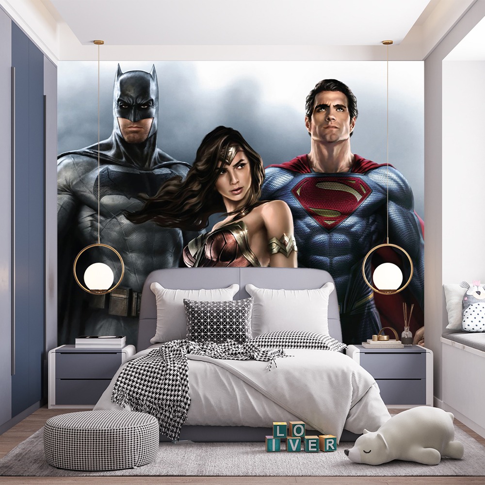 Batman ve Süperman Çocuk Odası Duvar Kağıdı