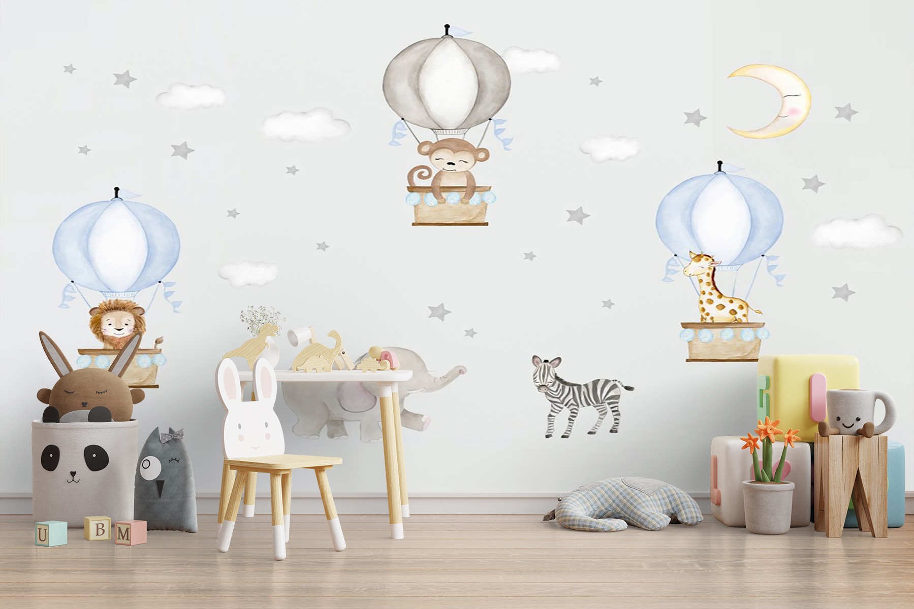 Balon ve Hayvanlar Çocuk Odası Duvar Kağıdı