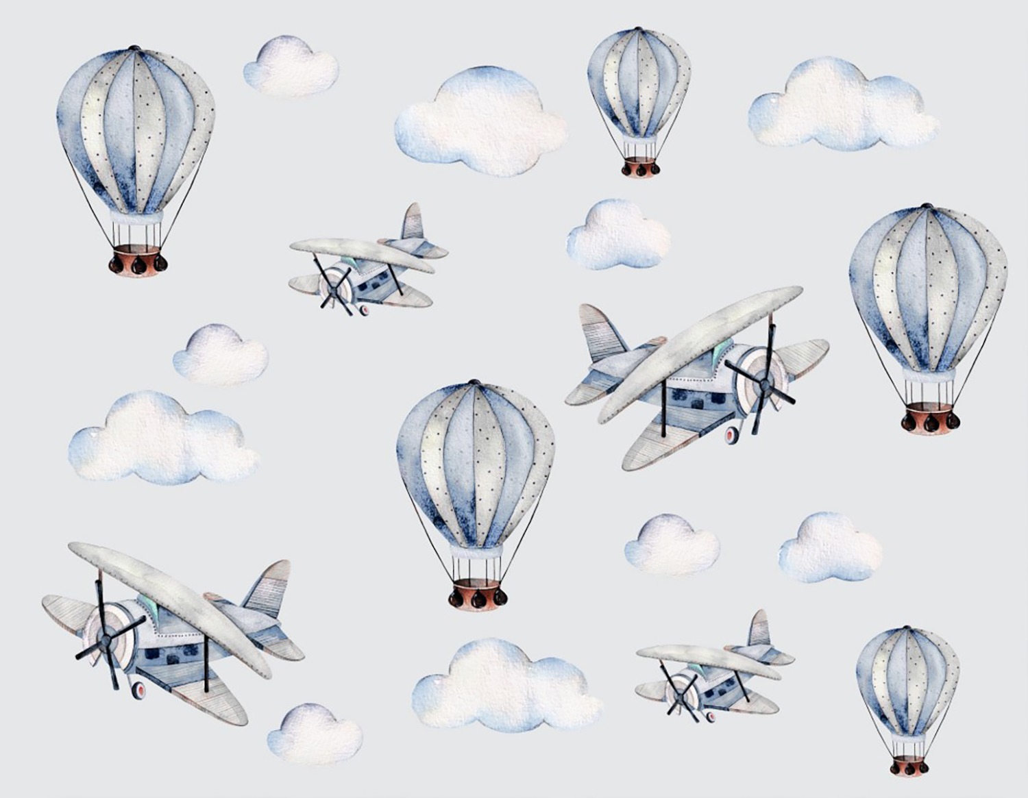 Balonar ve Uçaklar Çocuk Odası Duvar Kağıdı