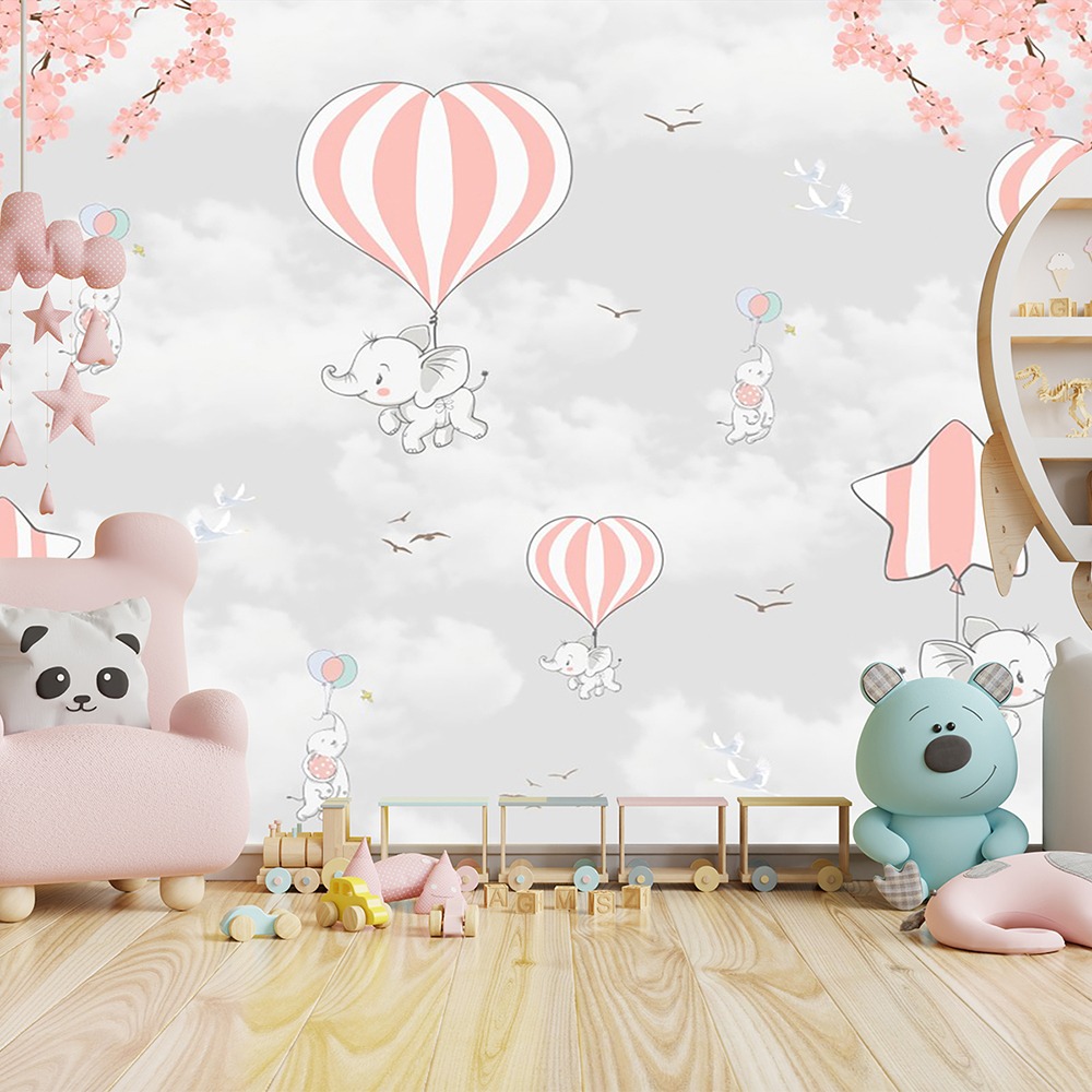 Yıldızlar ve Balonlar Çocuk Odası Duvar Kağıdı