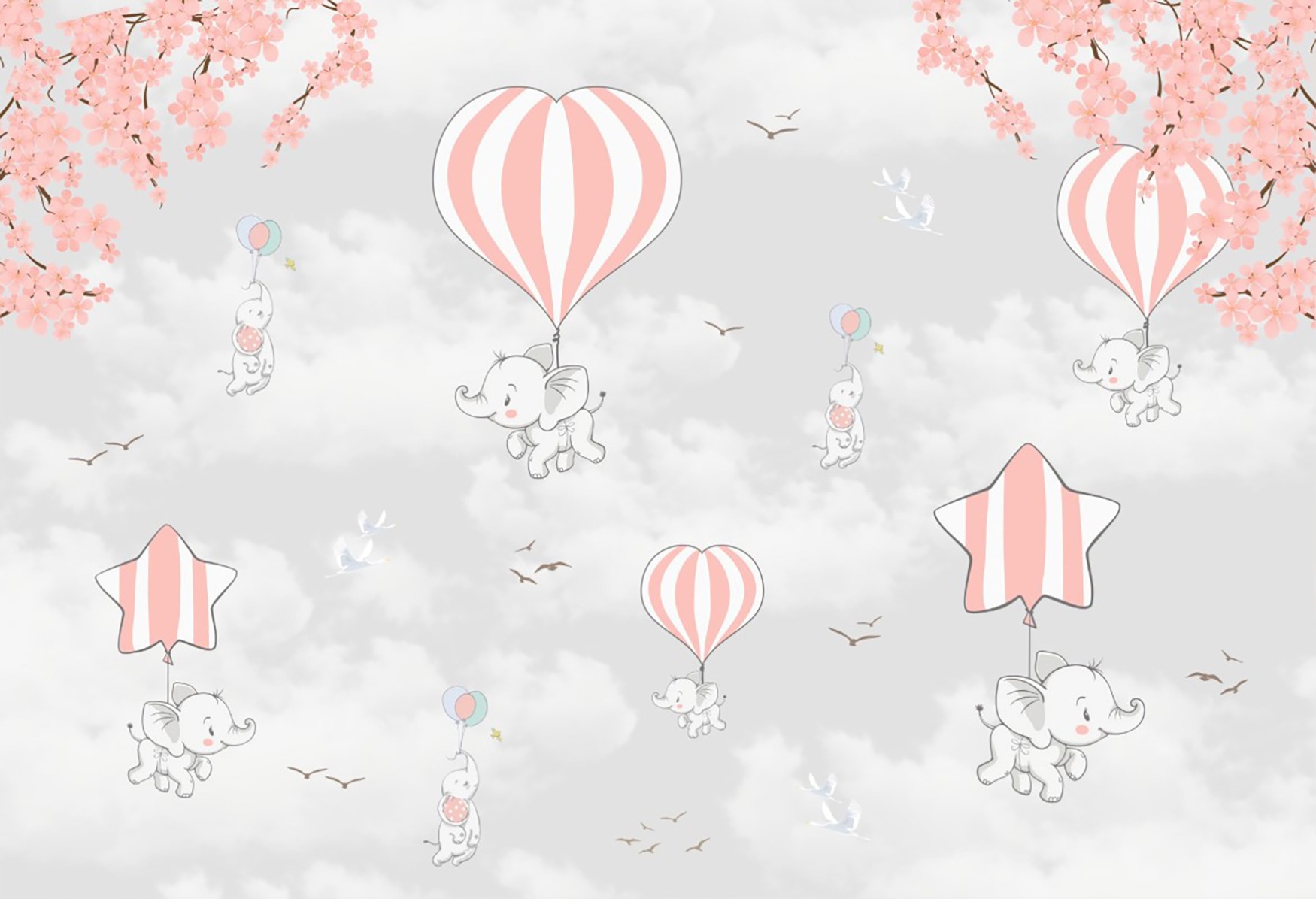 Yıldızlar ve Balonlar Çocuk Odası Duvar Kağıdı