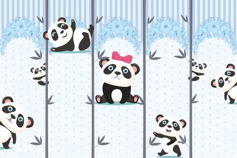 Sevimli Panda Çocuk Odası Duvar Kağıdı