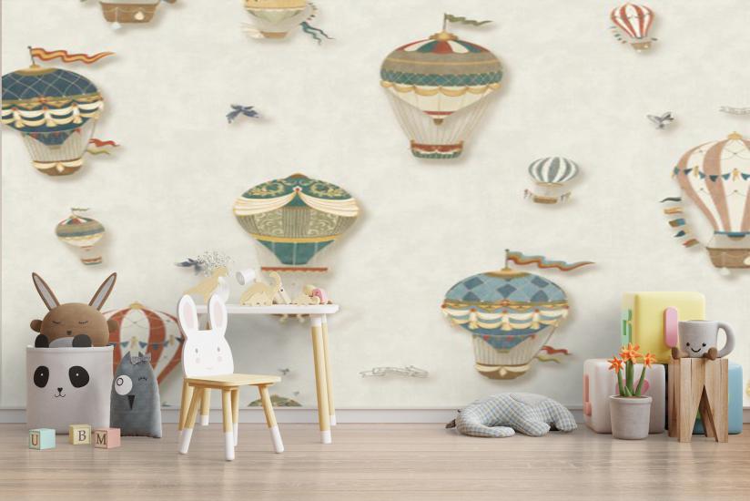 Balonlu Çocuk Odası Duvar Kağıdı |  Gece Kids Room| Çocuk Odası Dekorasyonu