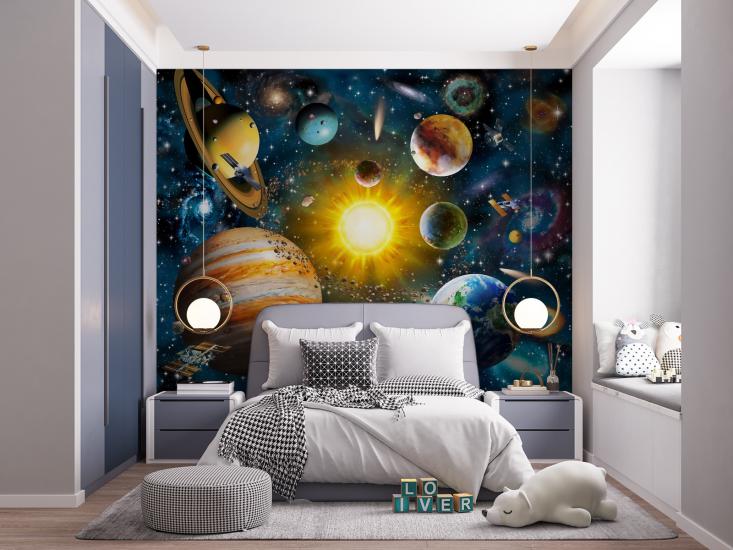 Uzay Çocuk Odası Duvar Kağıdı |  Gece Kids Room| Çocuk Odası Dekorasyonu