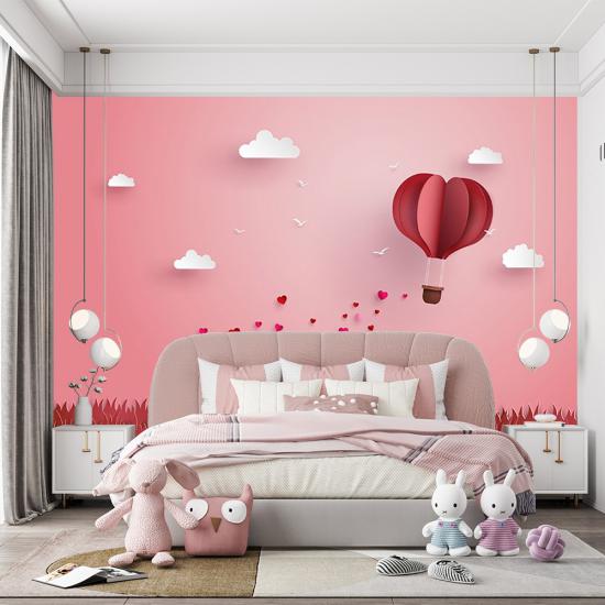 Balon ve Kalpli Çocuk Odası Duvar Kağıdı |  Gece Kids Room| Çocuk Odası Dekorasyonu