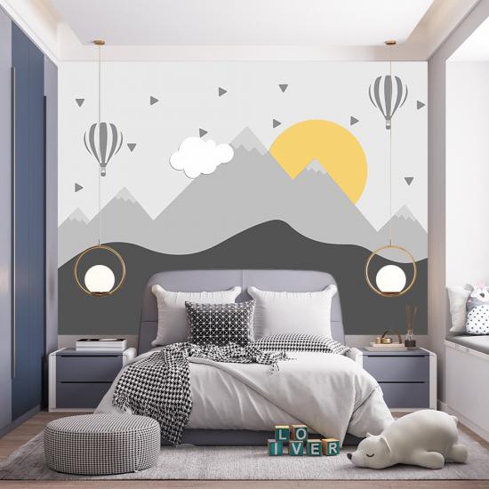 Dağ Desenli Çocuk Odası Duvar Kağıdı |  Gece Kids Room| Çocuk Odası Dekorasyonu