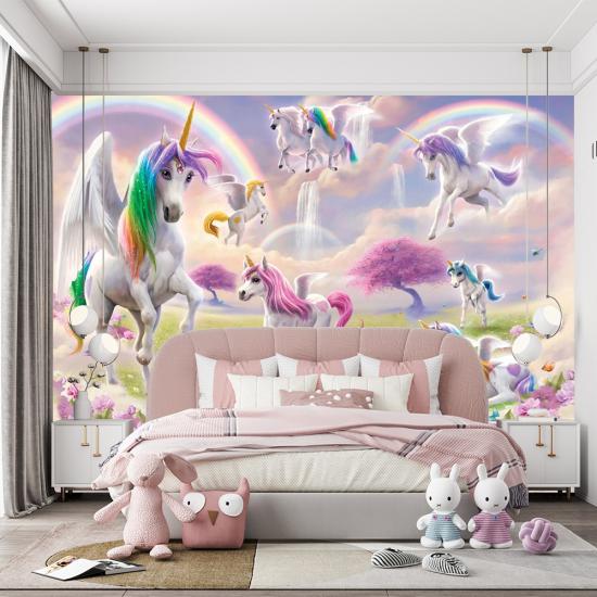 Unicorn Çocuk Odası Duvar Kağıdı |  Gece Kids Room| Çocuk Odası Dekorasyonu