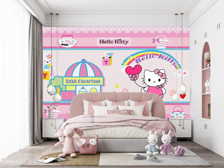 Hello Kitty Çocuk Odası Duvar Kağıdı |  Gece Kids Room| Çocuk Odası Dekorasyonu