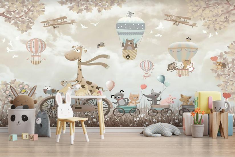Sevimli Hayvanlar Çocuk Odası Duvar Kağıdı |  Gece Kids Room| Çocuk Odası Dekorasyonu