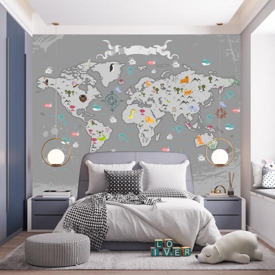 Dünya Haritası Çocuk Odası Duvar Kağıdı |  Gece Kids Room| Çocuk Odası Dekorasyonu