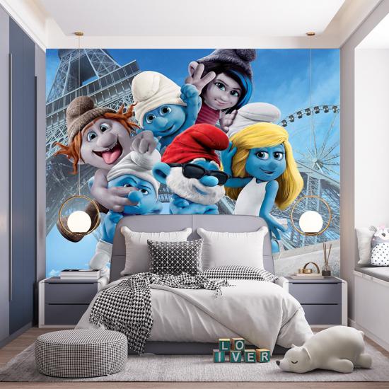 Şirinler Çocuk Odası Duvar Kağıdı |  Gece Kids Room| Çocuk Odası Dekorasyonu