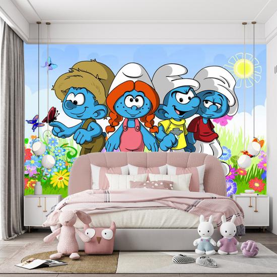 Şirinler Çocuk Odası Duvar Kağıdı |  Gece Kids Room| Çocuk Odası Dekorasyonu