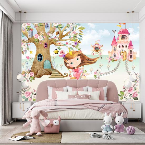 Prenses ve Şatosu Çocuk Odası Duvar Kağıdı |  Gece Kids Room| Çocuk Odası Dekorasyonu