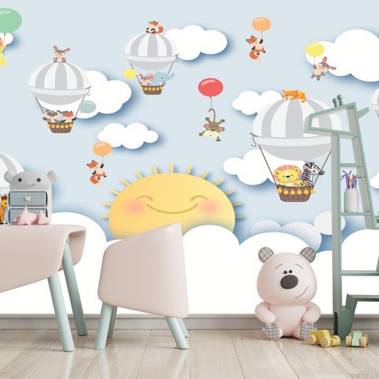 Güneş ve Balonlar Çocuk Odası Duvar Kağıdı |  Gece Kids Room| Çocuk Odası Dekorasyonu