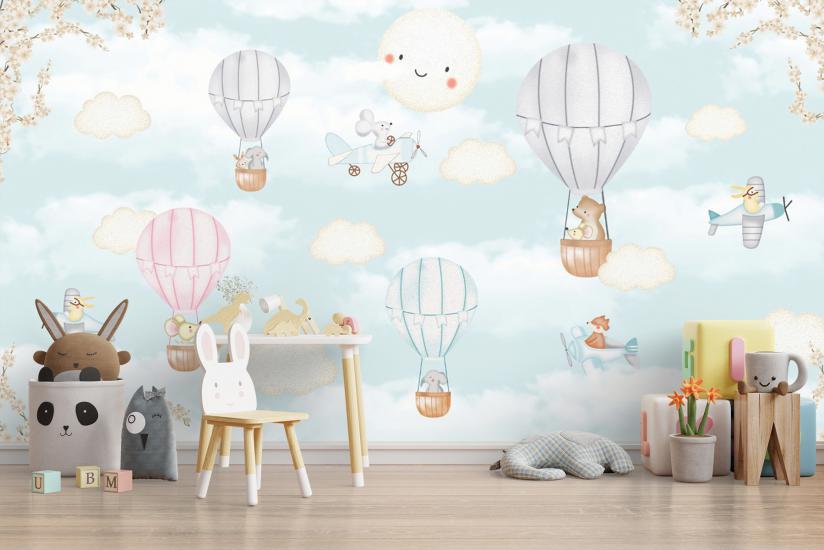 Balonlar Çocuk Odası Duvar Kağıdı |  Gece Kids Room| Çocuk Odası Dekorasyonu