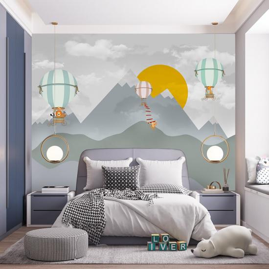 Dağ ve Güneş Çocuk Odası Duvar Kağıdı |  Gece Kids Room| Çocuk Odası Dekorasyonu