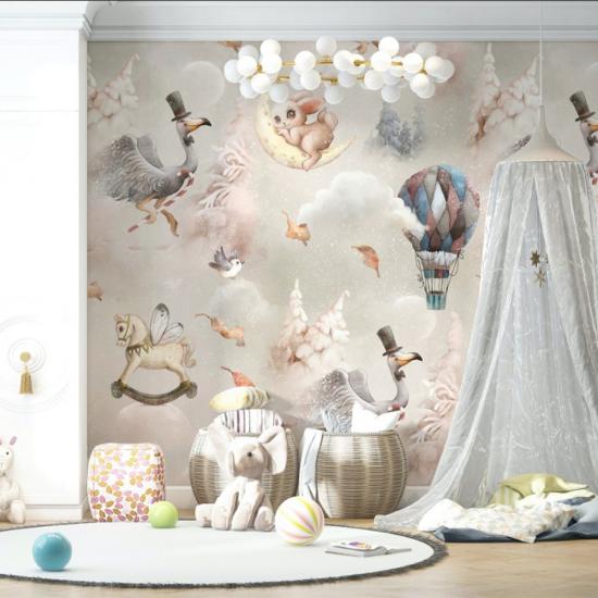 Sevimli Hayvanlar Çocuk Odası Duvar Kağıdı |  Gece Kids Room| Çocuk Odası Dekorasyonu